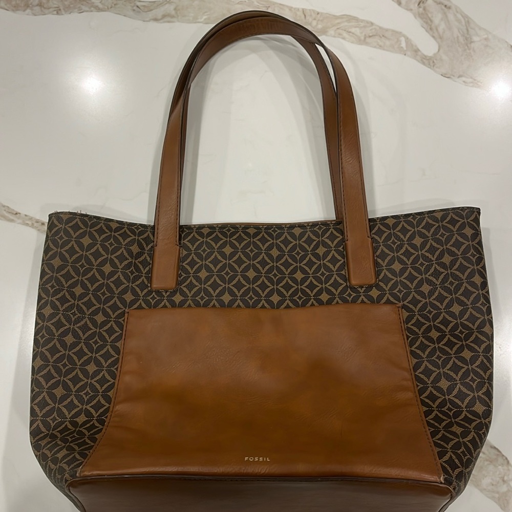 Fossil Brown and Tan Women's Tote Bag